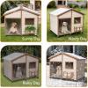 imagePetsfit Large Dog House Outdoor Wooden Shelter for Extra Large Breeds Up to 200lbs Weatherproof Roof Removable Bottom Panel ampamp Elevated Floor 47Inch Natural Brown47Off White Upgrade