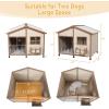 imagePetsfit Large Dog House Outdoor Wooden Shelter for Extra Large Breeds Up to 200lbs Weatherproof Roof Removable Bottom Panel ampamp Elevated Floor 47Inch Natural Brown47Off White Upgrade