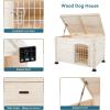 imagePetsfit Large Dog House Outdoor Wooden Shelter for Extra Large Breeds Up to 200lbs Weatherproof Roof Removable Bottom Panel ampamp Elevated Floor 47Inch Natural BrownB31 Natural Wood