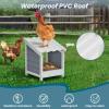 imagePETSFIT 2 Holes Chicken Nesting BoxAll Weather PVC Roof Natural Wood Design with Privacy Back Panel for HensWall Mounted or Floor Use in Coops Farms BackyardsEasy to Assemble and CleanPVC Single