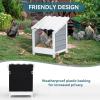imagePETSFIT 2 Holes Chicken Nesting BoxAll Weather PVC Roof Natural Wood Design with Privacy Back Panel for HensWall Mounted or Floor Use in Coops Farms BackyardsEasy to Assemble and CleanPVC Single with Back Panel