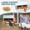imagePETSFIT 2 Holes Chicken Nesting BoxAll Weather PVC Roof Natural Wood Design with Privacy Back Panel for HensWall Mounted or Floor Use in Coops Farms BackyardsEasy to Assemble and CleanPVC Double with Back Panel