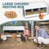 imagePETSFIT 2 Holes Chicken Nesting BoxAll Weather PVC Roof Natural Wood Design with Privacy Back Panel for HensWall Mounted or Floor Use in Coops Farms BackyardsEasy to Assemble and CleanPVC Triple with Back Panel