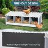 imagePETSFIT 2 Holes Chicken Nesting BoxAll Weather PVC Roof Natural Wood Design with Privacy Back Panel for HensWall Mounted or Floor Use in Coops Farms BackyardsEasy to Assemble and CleanPVC Quadruple