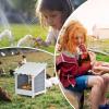 imagePETSFIT 2 Holes Chicken Nesting BoxAll Weather PVC Roof Natural Wood Design with Privacy Back Panel for HensWall Mounted or Floor Use in Coops Farms BackyardsEasy to Assemble and CleanPVC Single
