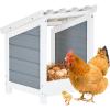 imagePETSFIT 2 Holes Chicken Nesting BoxAll Weather PVC Roof Natural Wood Design with Privacy Back Panel for HensWall Mounted or Floor Use in Coops Farms BackyardsEasy to Assemble and CleanPVC Single with Back Panel