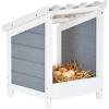 imagePETSFIT 2 Holes Chicken Nesting BoxAll Weather PVC Roof Natural Wood Design with Privacy Back Panel for HensWall Mounted or Floor Use in Coops Farms BackyardsEasy to Assemble and CleanPVC Single