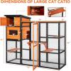 imagePETSFIT Large Catio Outdoor Cat Enclosure with Waterproof PVC Roof 4 Larger Platforms and 2 Private Resting Rooms Orange Large Cat Catio Outdoor Spacious Shelter for CatsKitties ampamp Small Animal