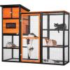 imagePETSFIT Large Catio Outdoor Cat Enclosure with Waterproof PVC Roof 4 Larger Platforms and 2 Private Resting Rooms Orange Large Cat Catio Outdoor Spacious Shelter for CatsKitties ampamp Small Animal