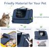 imagePETSFIT Portable Travel Cat Litter Box  Collapsible 2Layer LeakProof Washable Liner with Sturdy Support Frame for HotelCarCamping Cat Travel Essentials for KittyMedium Cats Solid BlackLight Bluewith lid