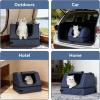 imagePETSFIT Portable Travel Cat Litter Box  Collapsible 2Layer LeakProof Washable Liner with Sturdy Support Frame for HotelCarCamping Cat Travel Essentials for KittyMedium Cats Solid BlackLight Bluewith lid