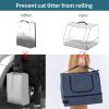 imagePETSFIT Portable Travel Cat Litter Box  Collapsible 2Layer LeakProof Washable Liner with Sturdy Support Frame for HotelCarCamping Cat Travel Essentials for KittyMedium Cats Solid BlackNavy Bluewith lid