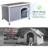 imagePetsfit Large Outdoor Cat House for Multiple Cats Wooden Feral Cat Houses for Outdoor Cats with Adjustable Foot Mat and Hinged Roof Weatherproof Dog Houses for Small Dogs Outside Light Grey