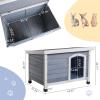imagePetsfit Large Outdoor Cat House for Multiple Cats Wooden Feral Cat Houses for Outdoor Cats with Adjustable Foot Mat and Hinged Roof Weatherproof Dog Houses for Small Dogs Outside Light Grey