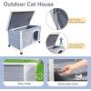 imagePetsfit Large Outdoor Cat House for Multiple Cats Wooden Feral Cat Houses for Outdoor Cats with Adjustable Foot Mat and Hinged Roof Weatherproof Dog Houses for Small Dogs Outside Light Grey