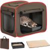 imagePETSFIT Portable Travel Cat Litter Box  Collapsible 2Layer LeakProof Washable Liner with Sturdy Support Frame for HotelCarCamping Cat Travel Essentials for KittyMedium Cats Solid BlackArmy Green