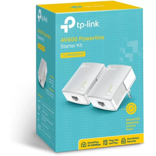 TPLink AV1000 Powerline Ethernet AdapterTLPA7017P KIT Gigabit Port Plug and Play Extra Power Socket for Additional Devices Ideal for Smart TV WhiteAV500