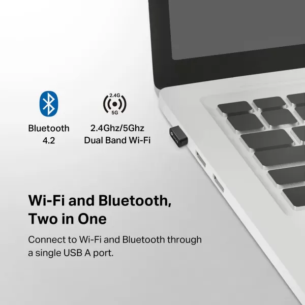 TPLink Nano 2in1 USB Bluetooth WIFi Adapter AC600Archer T2UB Nano Bluetooth 42 with 24G5G Dual Band Wireless Network Adapter for Desktop PC WPA3 Supports Windows 1110 818 7Bluetooth 42 with WiFi