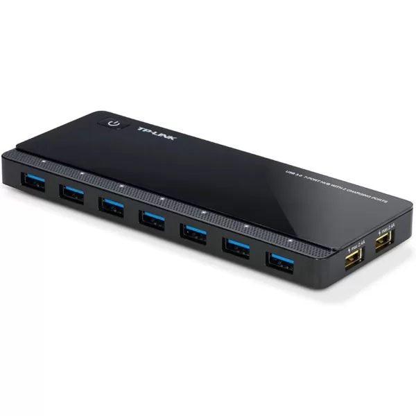 TPLink Powered USB Hub 30 with 7 USB 30 Data Ports and 2 Smart Charging USB Ports Compatible with Windows Mac Chrome ampamp Linux OS with Power OnOff Button 12V4A Power AdapterUH7207 Port  2 Charging Port