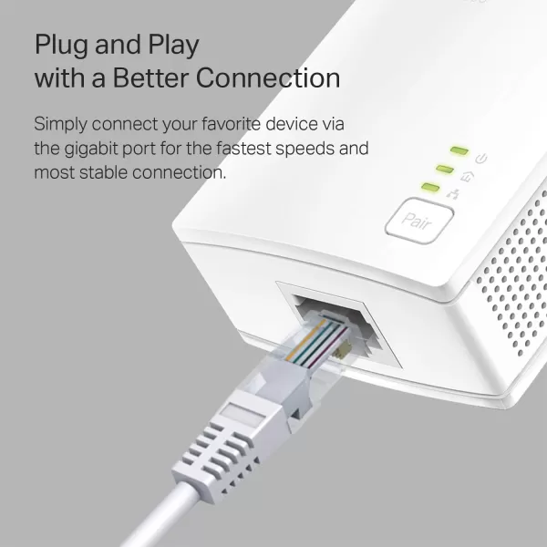 TPLink Powerline Ethernet Adapter Starter Kit  AV1000 Gigabit Port PlugampampPlay Ethernet Over Power Nano Size Ideal for Smart TV Online Gaming Wired Connection Only TLPA7017 KITAV1000