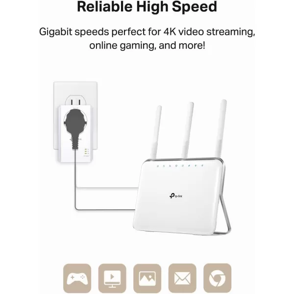 TPLink Powerline Ethernet Adapter Starter Kit  AV1000 Gigabit Port PlugampampPlay Ethernet Over Power Nano Size Ideal for Smart TV Online Gaming Wired Connection Only TLPA7017 KITAV1000  KIT