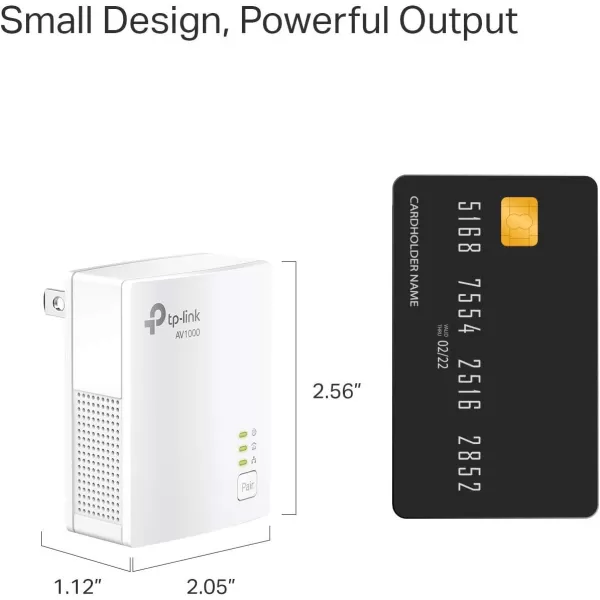 TPLink Powerline Ethernet Adapter Starter Kit  AV1000 Gigabit Port PlugampampPlay Ethernet Over Power Nano Size Ideal for Smart TV Online Gaming Wired Connection Only TLPA7017 KITAV1000