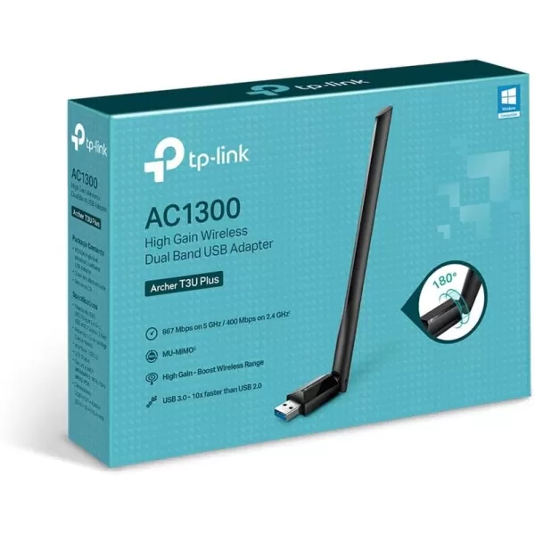 TPLink USB WiFi Adapter for Desktop PC AC1300 USB 30 Wireless Dual Band Network Adapter with High Gain AntennaArcher T3U Plus MUMIMO Windows 11108187XP Mac OS 1091015AC1300