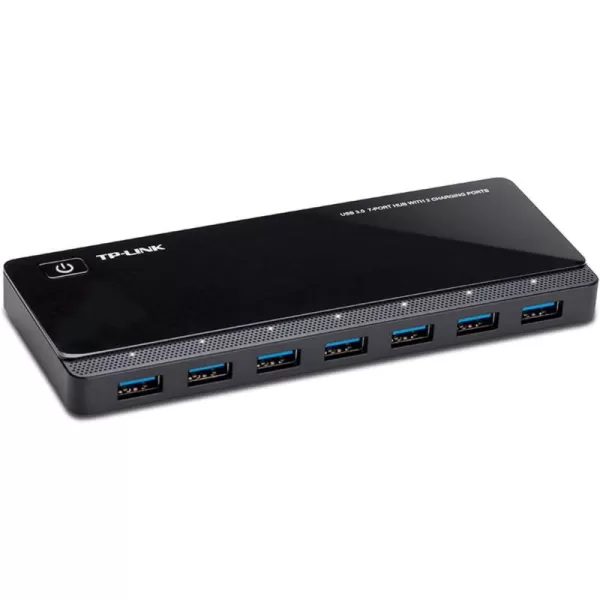 TPLink Powered USB Hub 30 with 7 USB 30 Data Ports and 2 Smart Charging USB Ports Compatible with Windows Mac Chrome ampamp Linux OS with Power OnOff Button 12V4A Power AdapterUH7207 Port  2 Charging Port