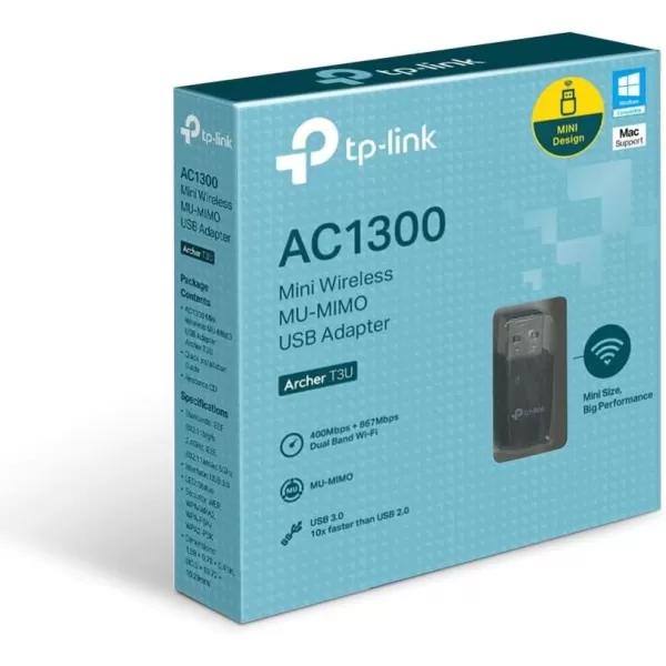 TPLink AC1300 USB WiFi AdapterArcher T3U 24G5G Dual Band Wireless Network Adapter for PC Desktop MUMIMO WiFi Dongle USB 30 Supports Windows 11 10 81 8 7 XPMac OS X 1091014AC1300