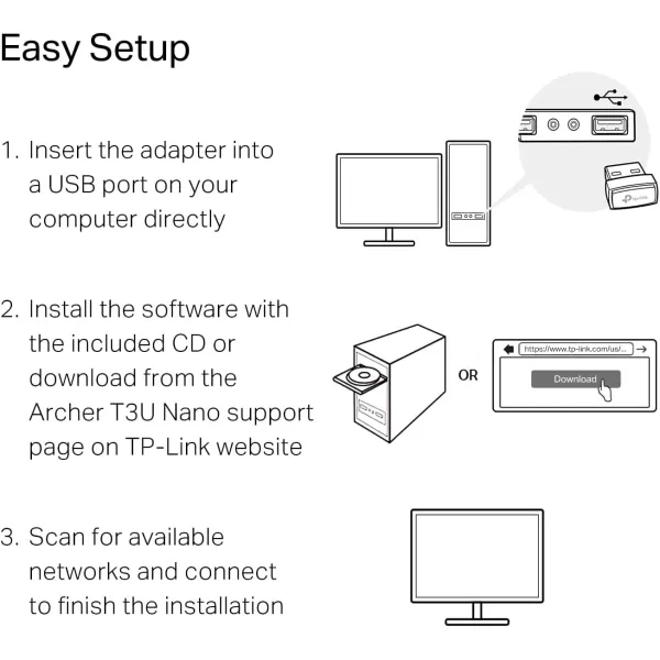 TPLink Nano USB WiFi Adapter for PCArcher T3U NanoAC1300 24G5G DualBand Wireless Network Transceiver Adapter for Desktop PC Travel Size Supports Windows 1110 81 8 7  up to Mac OS 1015