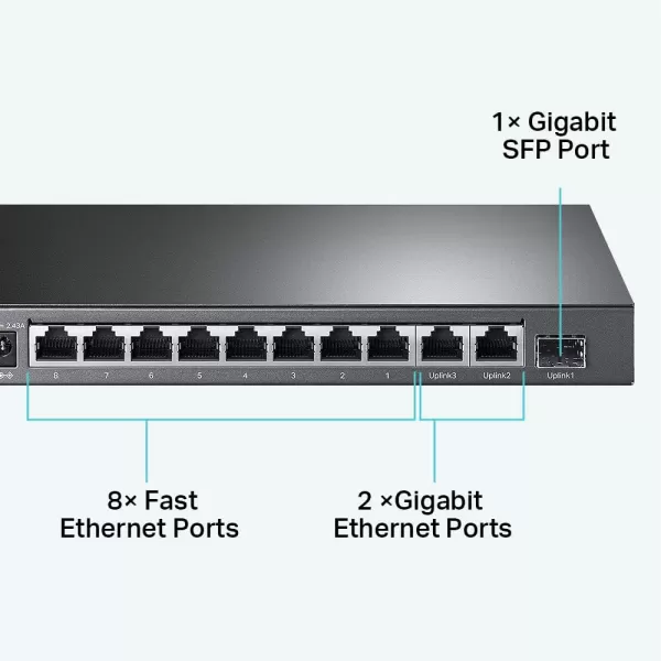 TPLink TLSF1005P  5 Port Fast Ethernet PoE Switch  4 PoE Ports 67W  Desktop  Plug ampamp Play  Sturdy Metal w Shielded Ports  Fanless  Extend ampamp Priority Mode11 Port w 8 Port PoE