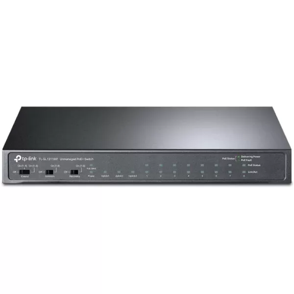 TPLink TLSF1005P  5 Port Fast Ethernet PoE Switch  4 PoE Ports 67W  Desktop  Plug ampamp Play  Sturdy Metal w Shielded Ports  Fanless  Extend ampamp Priority Mode11 Port w 8 Port PoE