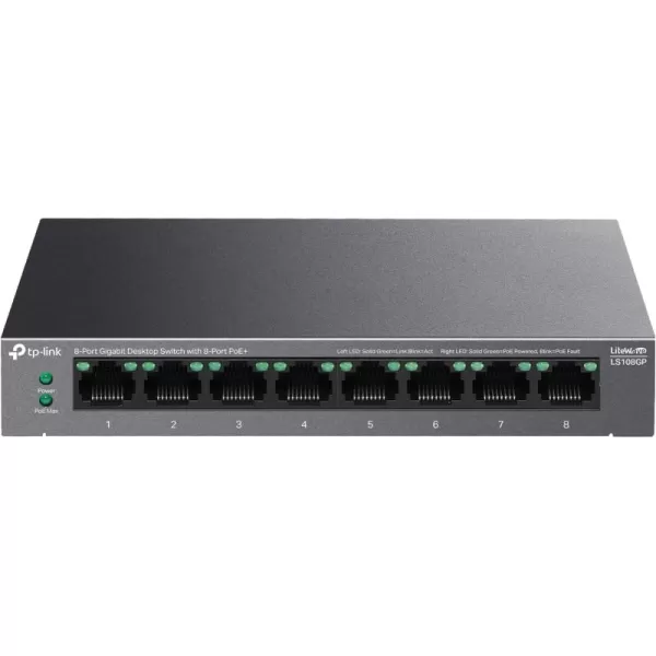 TPLink TLSG1005P 5 Port Gigabit PoE Switch 4 PoE Ports 65W Desktop Plug ampamp Play Sturdy Metal w Shielded Ports Fanless QoS ampamp IGMP Snoopingblack8 Port  8 PoE  62W