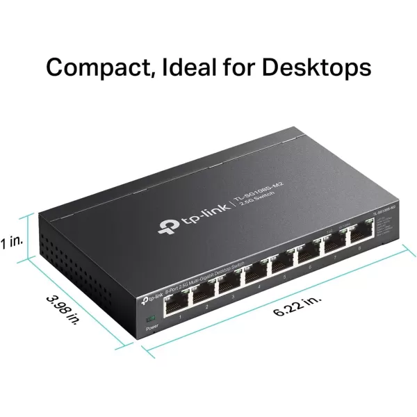 TPLink 16 Port Gigabit Ethernet Network Switch Desktop WallMount Fanless Sturdy Metal w Shielded Ports Traffic Optimization Unmanaged TLSG116 Black8 Port  25G  Small Case