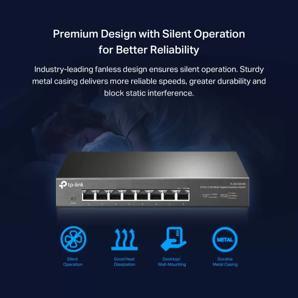 TPLink 16 Port Gigabit Ethernet Network Switch Desktop WallMount Fanless Sturdy Metal w Shielded Ports Traffic Optimization Unmanaged TLSG116 Black8 Port  25G