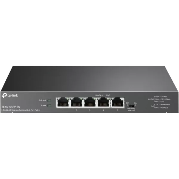 TPLink 16 Port Gigabit Ethernet Network Switch Desktop WallMount Fanless Sturdy Metal w Shielded Ports Traffic Optimization Unmanaged TLSG116 Black5 Port  4 PoE  25G