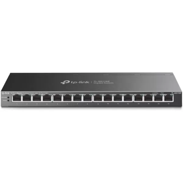 TPLink TLSG116P  16 Port Gigabit PoE Switch  16 PoE Ports 120W  Plug ampamp Play  Extend Priority ampamp Isolation Mode  PoE Auto Recovery  Fanless  QoS ampamp IGMP Snooping16 Port  16 PoE  120W