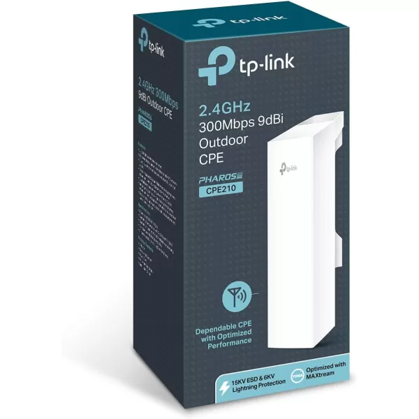 TPLink 5GHz N300 Long Range Outdoor CPE for PtP and PtMP Transmission  Point to Point Wireless Bridge  13dBi 15km  Passive PoE Powered w Free PoE Injector  Pharos Control CPE510 WhiteWhite