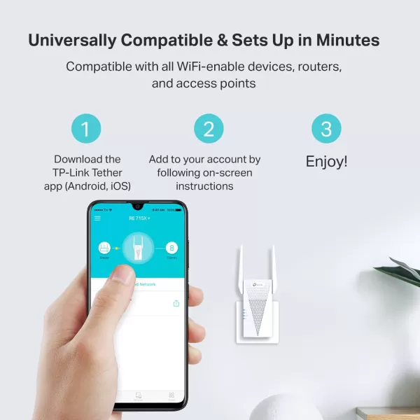 TPLink AX3000 WiFi 6 Range Extender PCMag Editors Choice Dual Band WiFi Repeater Signal Booster with Gigabit Ethernet Port Access Point APP Setup OneMesh Compatible RE715XDualBand AX3000