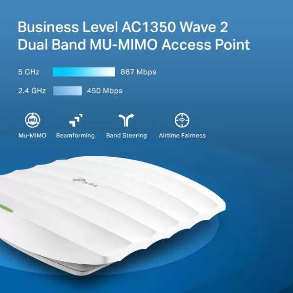 TPLink EAP225 Omada AC1350 Gigabit Wireless Access Point Business WiFi Solution w Mesh Support Seamless Roaming ampamp MUMIMO PoE Powered SDN Integrated Cloud Access ampamp Omada App WhiteAC1350 wo adapter