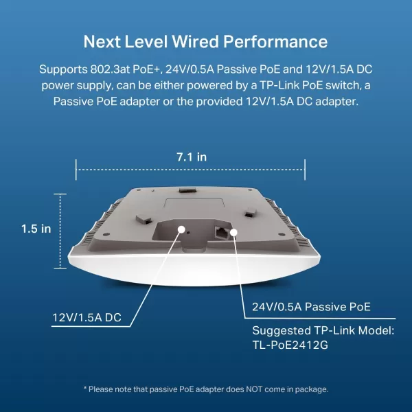 TPLink EAP225 Omada AC1350 Gigabit Wireless Access Point Business WiFi Solution w Mesh Support Seamless Roaming ampamp MUMIMO PoE Powered SDN Integrated Cloud Access ampamp Omada App WhiteAC1350 wo adapter