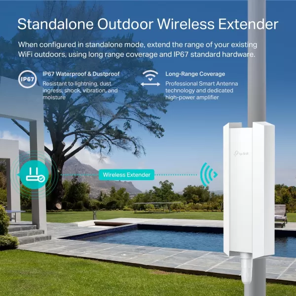 TPLink EAP610Outdoor Omada True WiFi6 AX1800 Gigabit Outdoor Access Point Mesh Seamless Roaming MUMIMO PoE Powered IP67 Multiple SDN Controller Remote ampamp App Control Support RE ModeAX1800 Outdoor