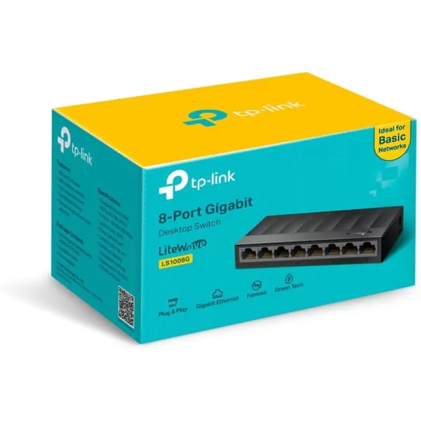 TPLink Litewave 5 Port Gigabit Ethernet Switch  Desktop Ethernet Splitter  Plastic Case  Unshielded Network Switch  Plug ampamp Play  Fanless Quiet  Unmanaged LS1005G8 Port  Litewave