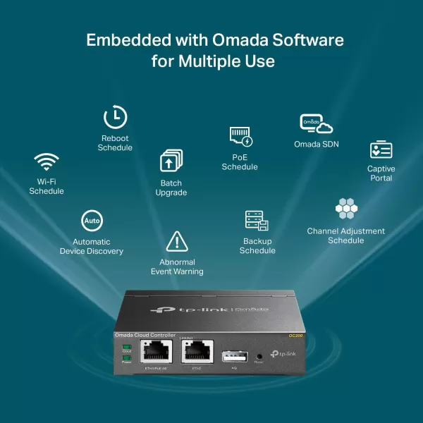 TPLink Omada Hardware Controller  SDN Integrated  2 Gigabit Port  1 USB 30 Port  Manage Up to 500 Devices  Easy ampamp Intelligent Network Monitor ampamp Maintenance  Cloud Access ampamp Omada App OC300Up to 100 Devices