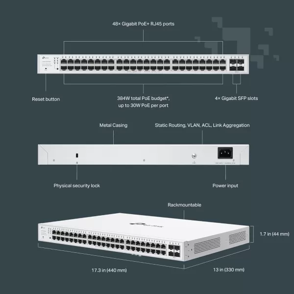 TPLink TLSG108PE 8 Port Gigabit PoE Switch Easy Smart Managed 4 PoE Ports 64W Plug ampamp Play Sturdy Metal w Shielded Ports Fanless QoS Vlan ampamp IGMPFesta Managed   52 Port w 48 PoE Port