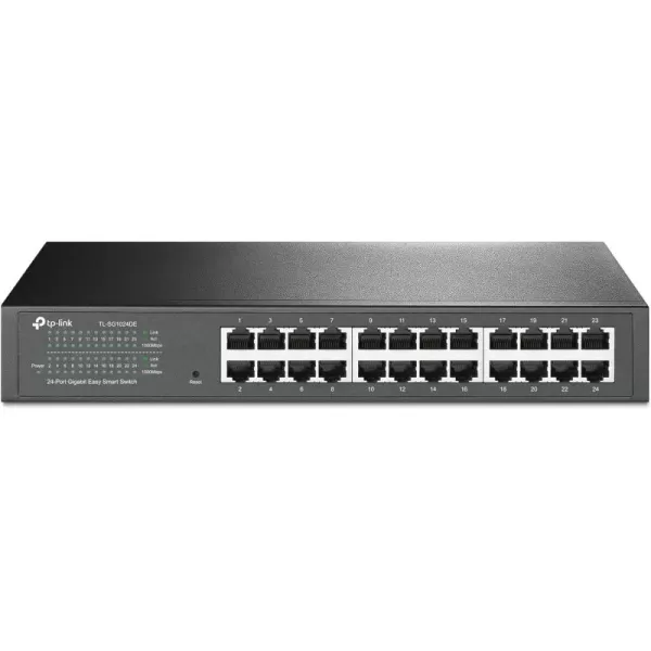 TPLink 24 Port Gigabit Switch Easy Smart Managed Plug ampamp Play DesktopRackmount Sturdy Metal w Shielded Ports Support QoS Vlan IGMP ampamp LAG TLSG1024DEBlack