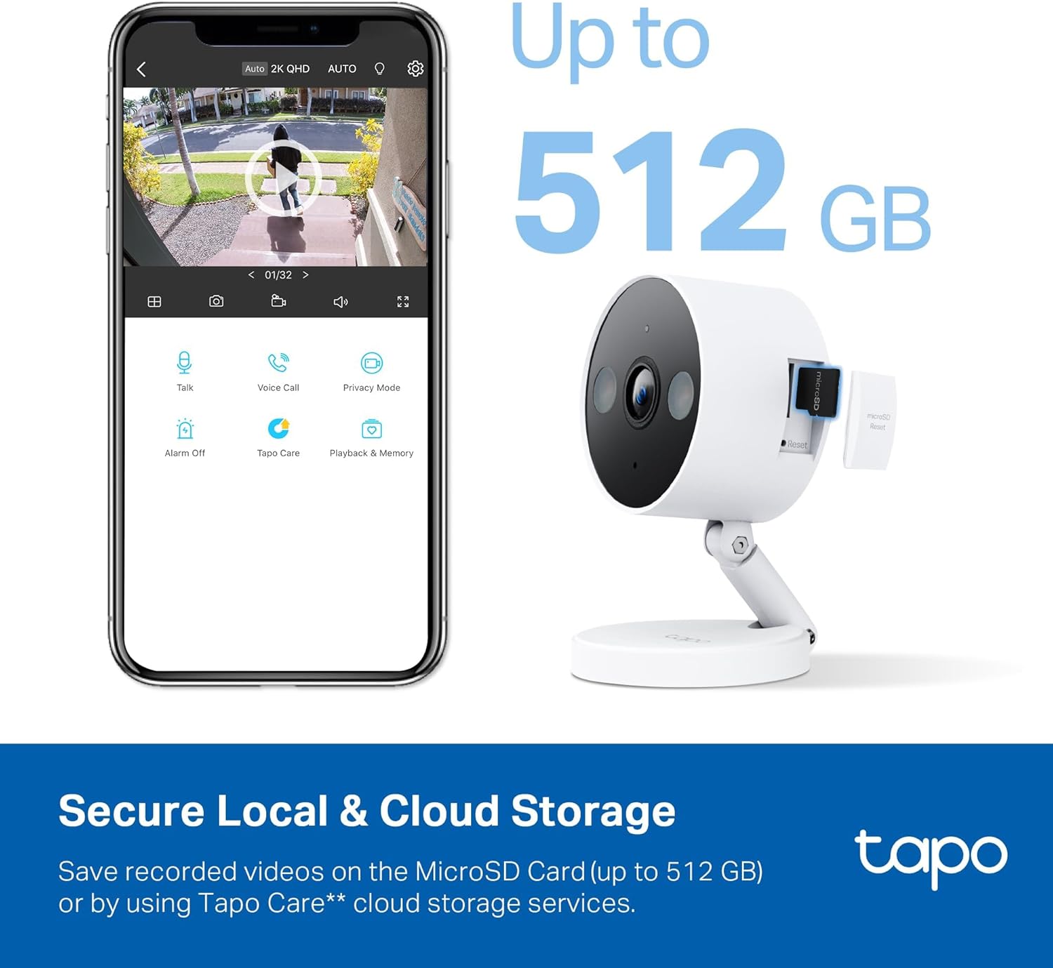 Tapo TPLink 2K QHD Security Camera IndoorOutdoor     Color Night Vision Free PersonPetVehicle Detection Invisible IR Mode SD Storage C120IndoorOutdoor