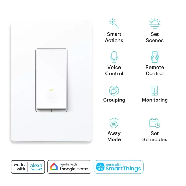 Kasa Smart 3 Way Switch HS210 KIT Needs Neutral Wire 24GHz WiFi Light Switch works with Alexa and Google Home UL Certified No Hub Required White2 Count Pack of 1Original Version