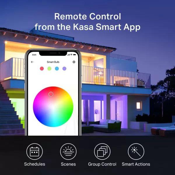 Kasa Smart Light Bulbs Full Color Changing Dimmable Smart WiFi Bulbs Compatible with Alexa and Google Home A19 60 W 800 Lumens24Ghz only No Hub Required 2Pack KL125P2 MulticolorMulticolor