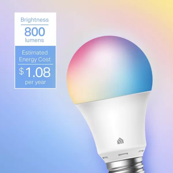 Kasa Smart Light Bulbs Full Color Changing Dimmable Smart WiFi Bulbs Compatible with Alexa and Google Home A19 60 W 800 Lumens24Ghz only No Hub Required 2Pack KL125P2 MulticolorMulticolor